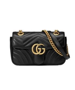 Gucci GG Marmont Matelasse Chevron Leather Mini Bag Black