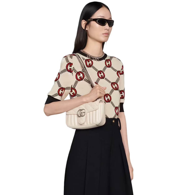 Gucci GG Marmont Mini Shoulder Bag White - Image 2
