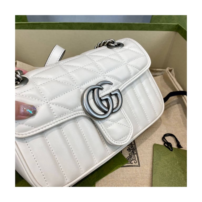 Gucci GG Marmont Mini Shoulder Bag White - Image 7