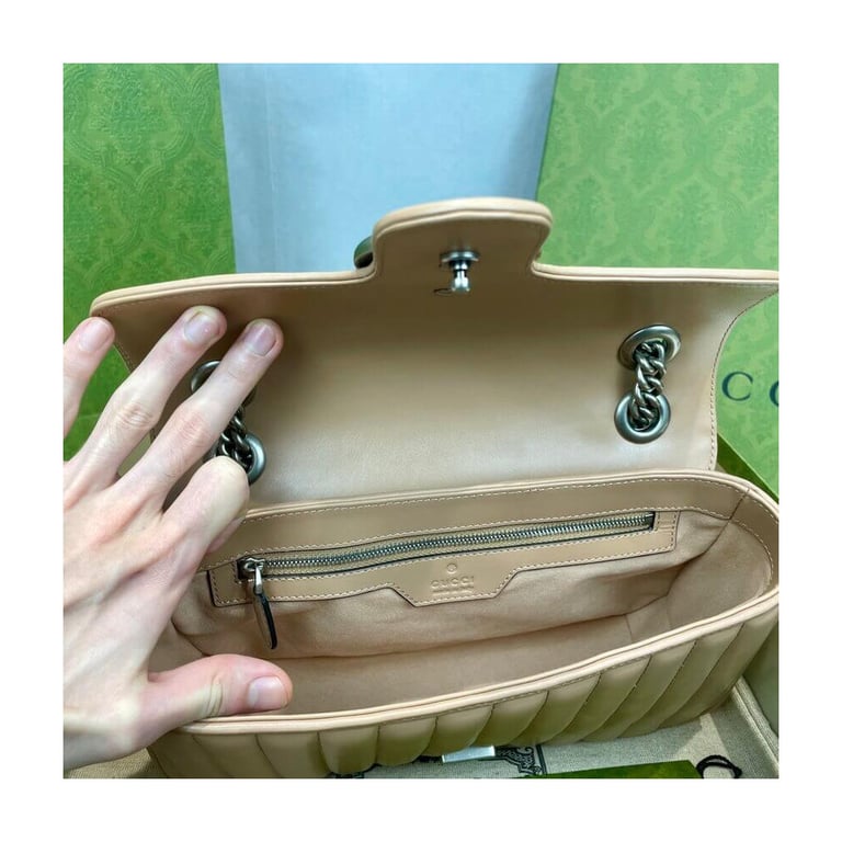 Gucci GG Marmont Small Shoulder Bag Beige - Image 11