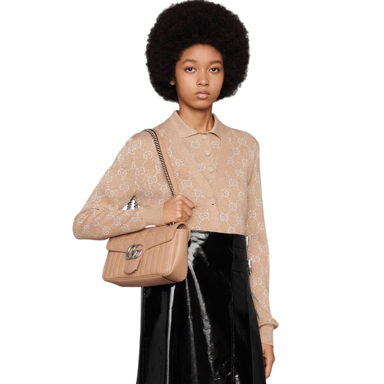 Gucci GG Marmont Small Shoulder Bag Beige - Image 2