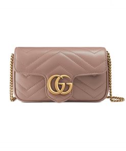 Gucci GG Marmont Matelasse Chevron Leather Super Mini Bag Nude Pink
