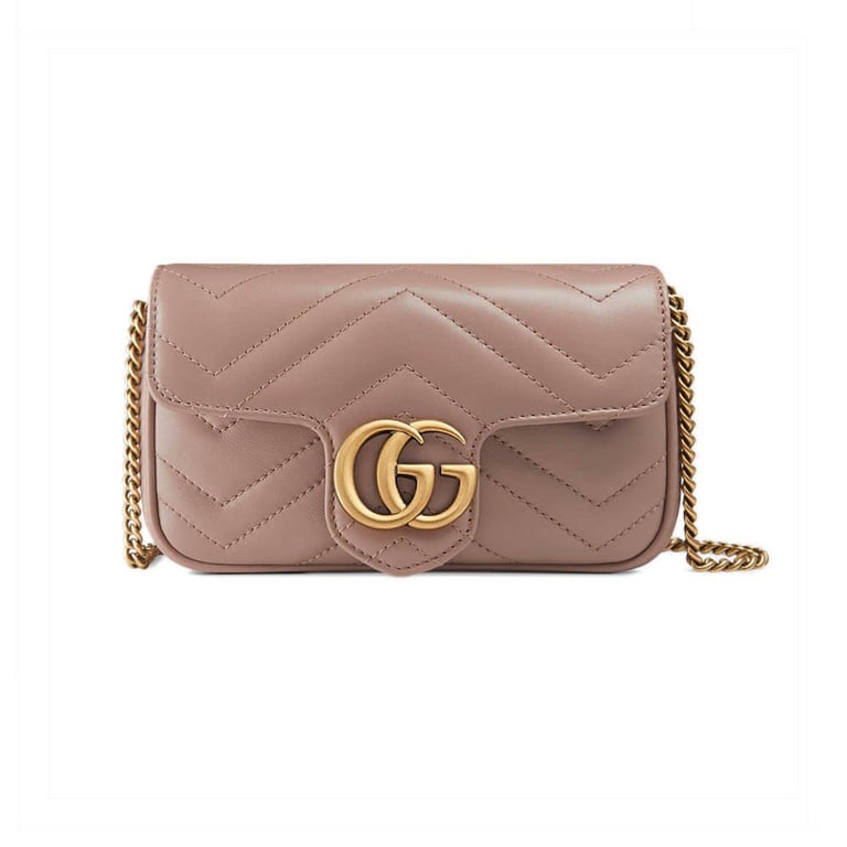 Gucci GG Marmont Matelasse Chevron Leather Super Mini Bag Nude Pink