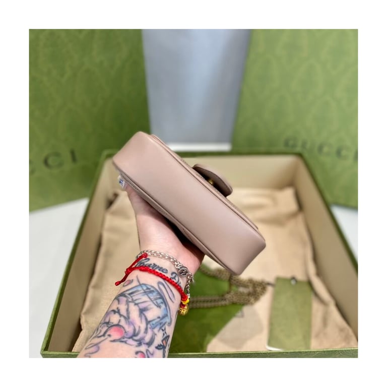 Gucci GG Marmont Matelasse Chevron Leather Super Mini Bag Nude Pink - Image 11