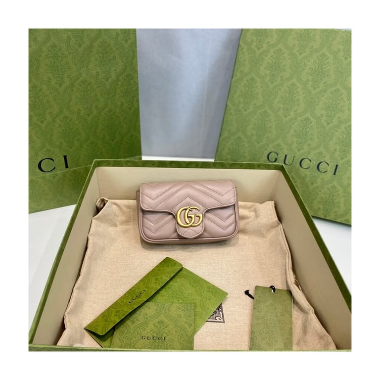 Gucci GG Marmont Matelasse Chevron Leather Super Mini Bag Nude Pink - Image 5