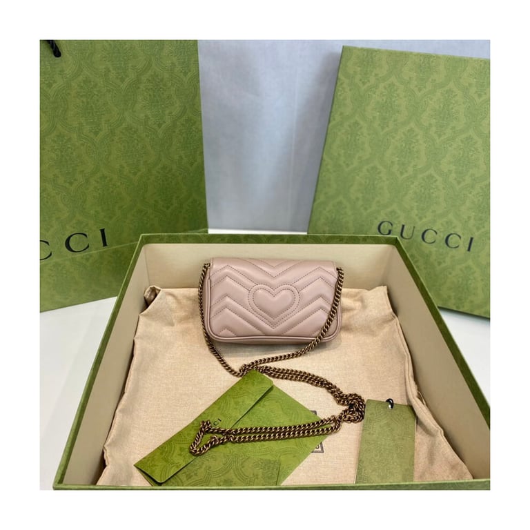 Gucci GG Marmont Matelasse Chevron Leather Super Mini Bag Nude Pink - Image 7