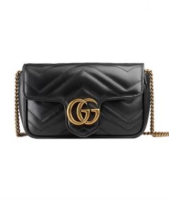 Gucci GG Marmont Matelasse Chevron Leather Super Mini Bag Black