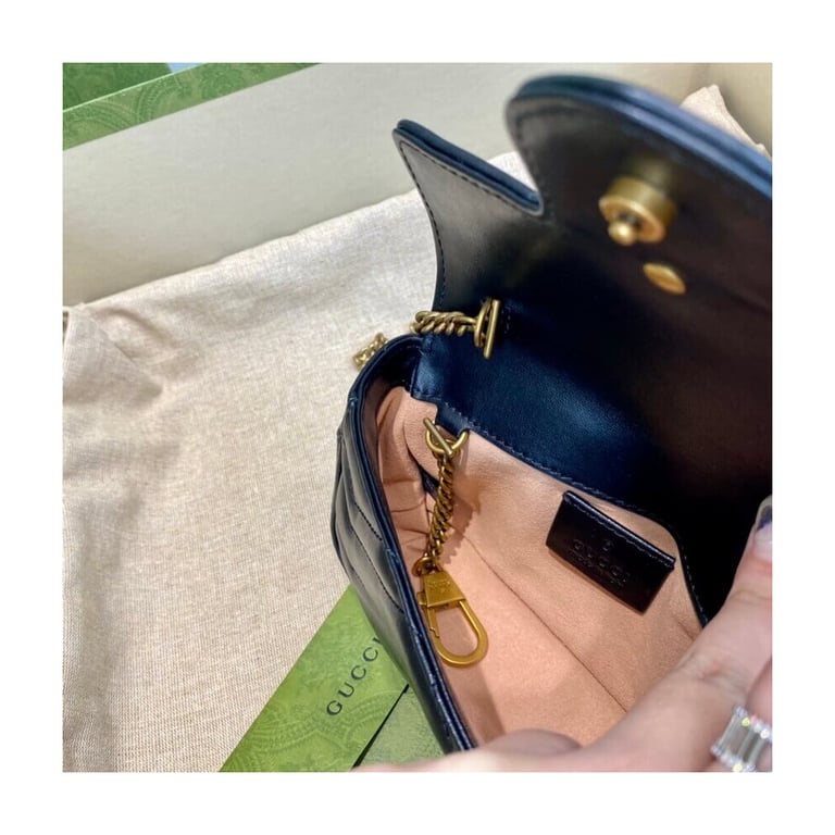 Gucci GG Marmont Matelasse Chevron Leather Super Mini Bag Black - Image 11