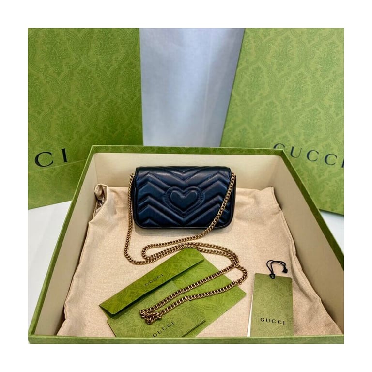 Gucci GG Marmont Matelasse Chevron Leather Super Mini Bag Black - Image 5