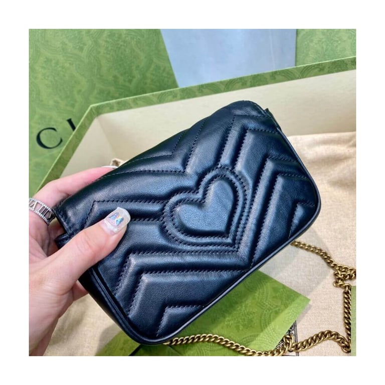 Gucci GG Marmont Matelasse Chevron Leather Super Mini Bag Black - Image 7