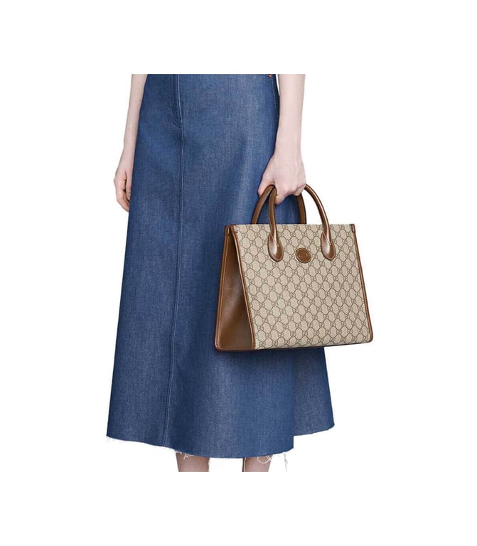 Gucci Tote Bag Small GG Supreme Marrone 31cm - Image 2
