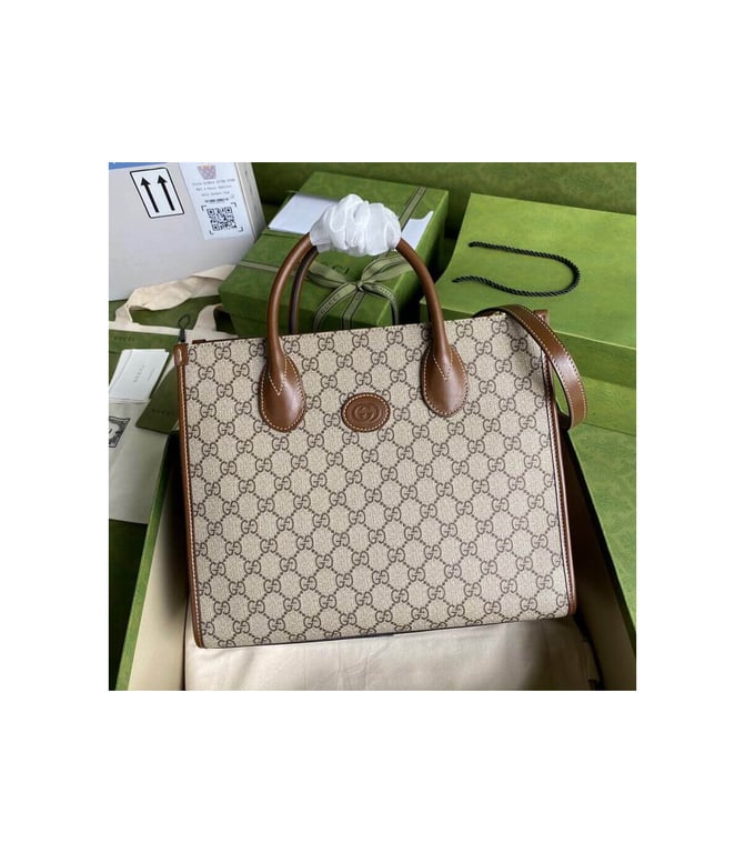 Gucci Tote Bag Small GG Supreme Marrone 31cm - Image 3