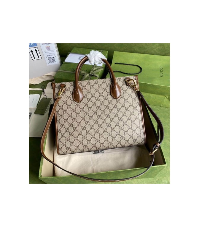 Gucci Tote Bag Small GG Supreme Marrone 31cm - Image 4