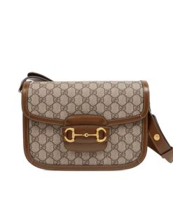 Gucci 1955 Horsebit Brown GG Supreme Canvas Shoulder Bag 25cm