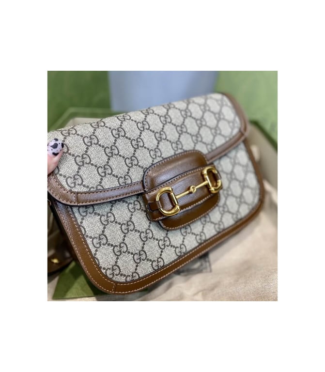 Gucci 1955 Horsebit Brown GG Supreme Canvas Shoulder Bag 25cm - Image 10