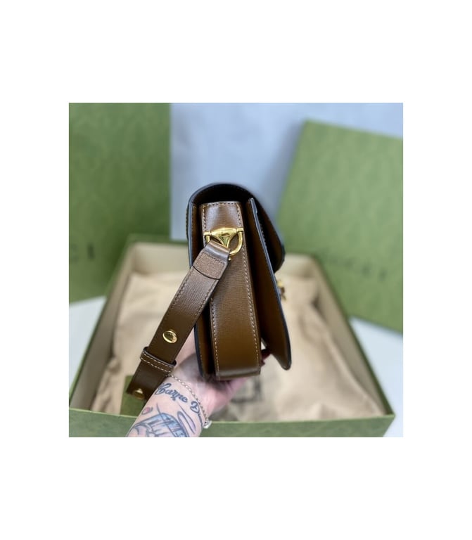 Gucci 1955 Horsebit Brown GG Supreme Canvas Shoulder Bag 25cm - Image 14