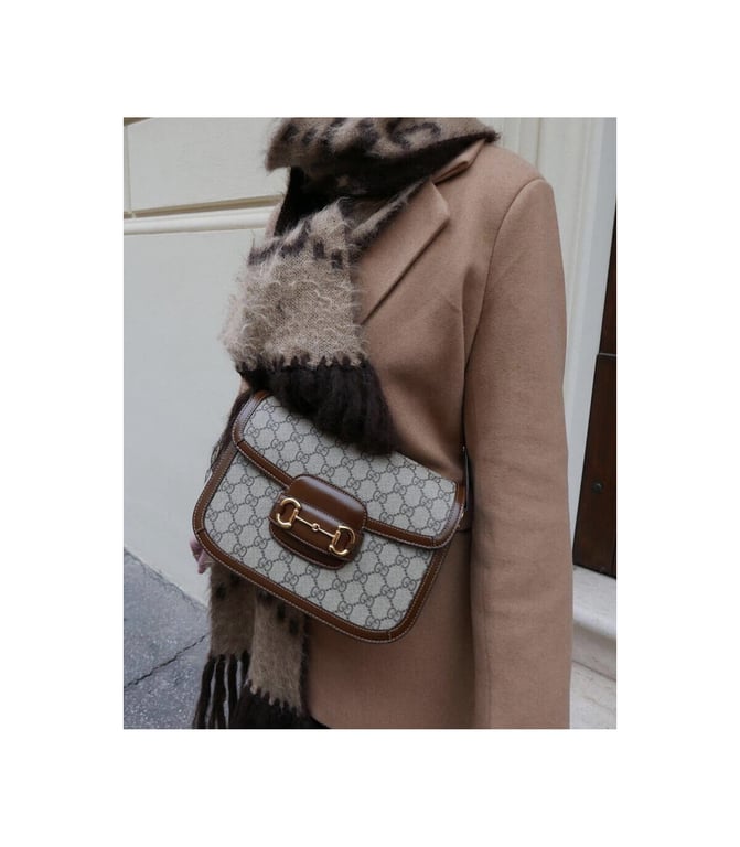 Gucci 1955 Horsebit Brown GG Supreme Canvas Shoulder Bag 25cm - Image 2