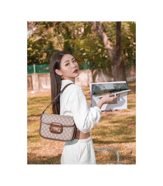Gucci 1955 Horsebit Brown GG Supreme Canvas Shoulder Bag 25cm - Image 4