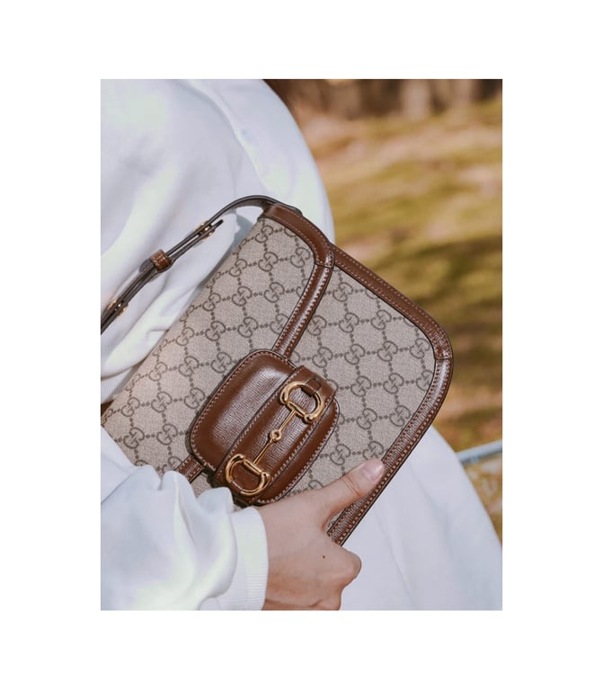 Gucci 1955 Horsebit Brown GG Supreme Canvas Shoulder Bag 25cm - Image 6