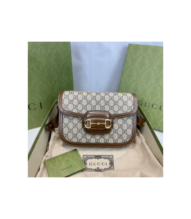 Gucci 1955 Horsebit Brown GG Supreme Canvas Shoulder Bag 25cm - Image 7