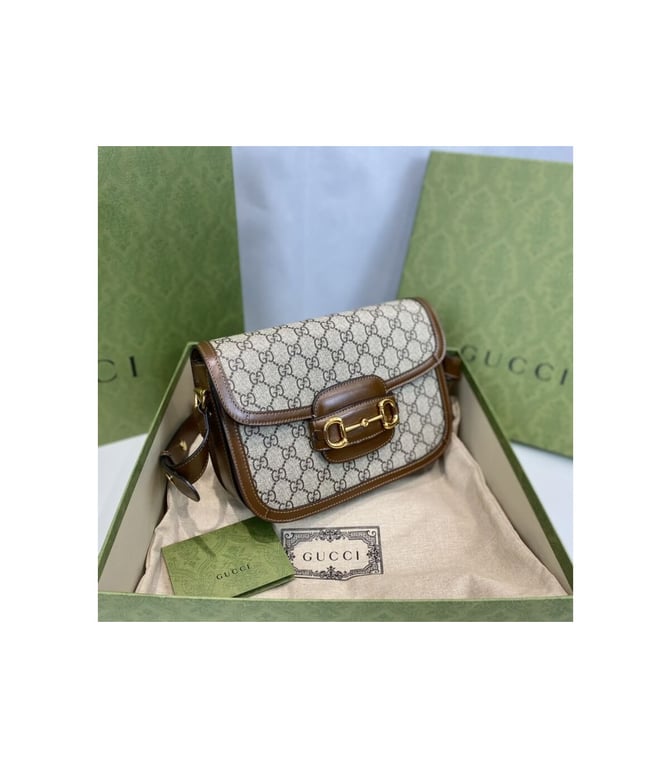 Gucci 1955 Horsebit Brown GG Supreme Canvas Shoulder Bag 25cm - Image 8