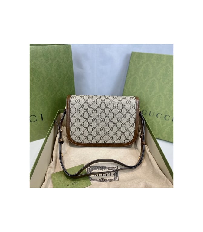 Gucci 1955 Horsebit Brown GG Supreme Canvas Shoulder Bag 25cm - Image 9