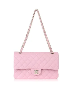 Luxury Diamond Quilted Crossbody Bag – Pink – 25cm