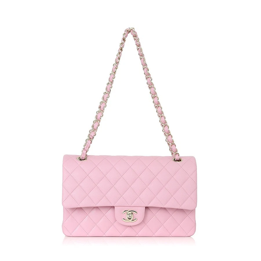 Luxury Diamond Quilted Crossbody Bag – Pink – 23cm