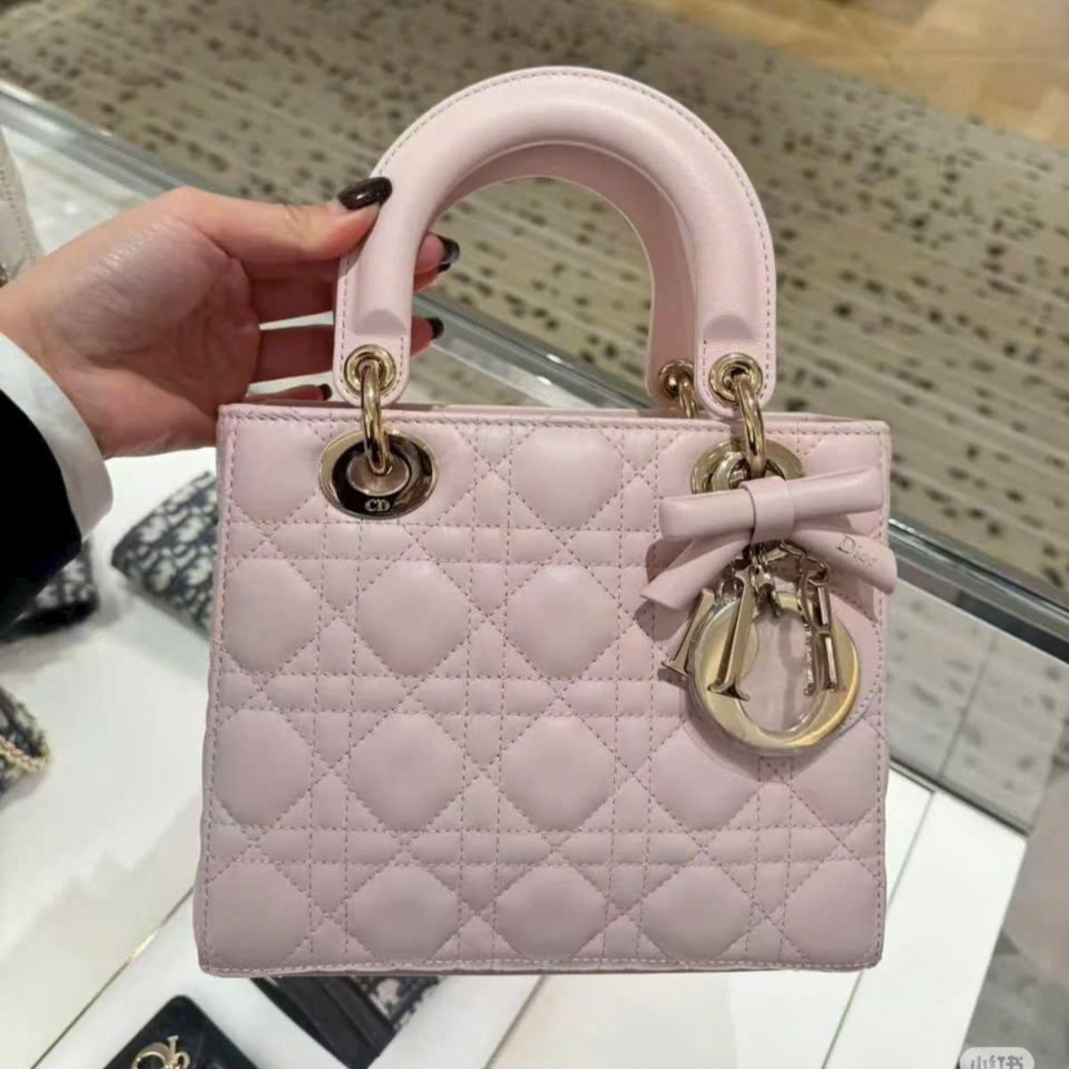 Christian Dior Mini Lady Dior Bag Pink Cannage Lambskin, Designer Handbags, Womens Purse, luxury bags - Image 6