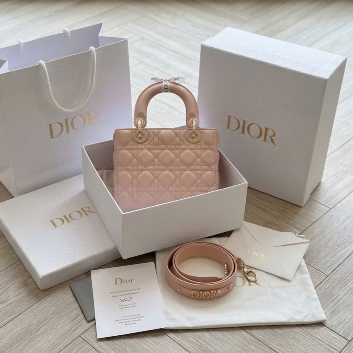 Christian Dior Mini Lady Dior Bag Pink Cannage Lambskin, Designer Handbags, Womens Purse, luxury bags - Image 7