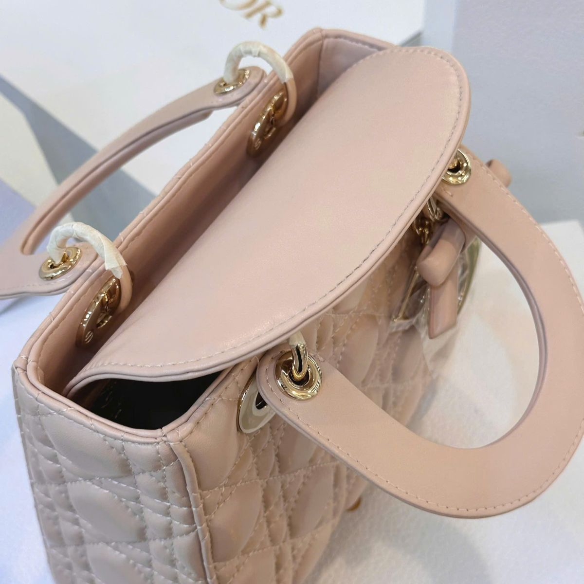 Christian Dior Mini Lady Dior Bag Pink Cannage Lambskin, Designer Handbags, Womens Purse, luxury bags - Image 8