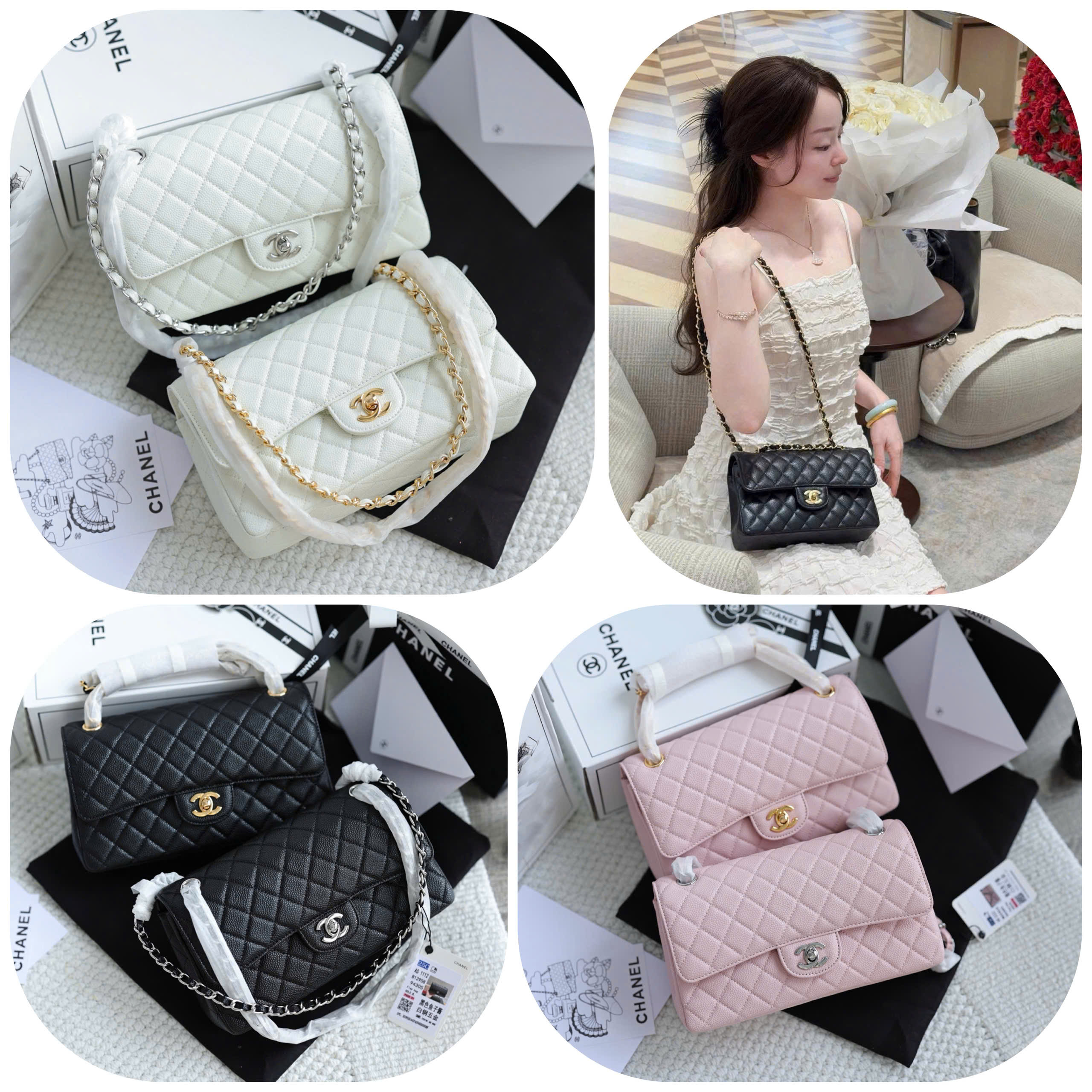 Luxury Diamond Quilted Crossbody Bag – Pink – 23cm - Image 10