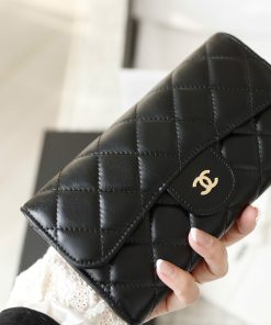 Premium Caviar Leather Flap Wallet