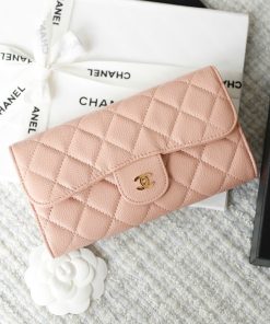 Premium Blush Grained Quilted Flap Wallet