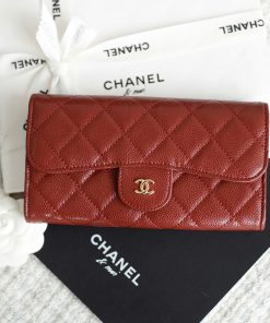 Premium Scarlet Pebbled Leather Flap Wallet