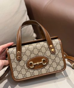 Vintage Heritage Horsebit Monogram Top-Handle Bag 23cm - Classic Brown Edition