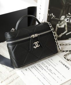 Master Craftsmanship Quilted Vanity Case Shoulder Bag 18cm - Onyx Black