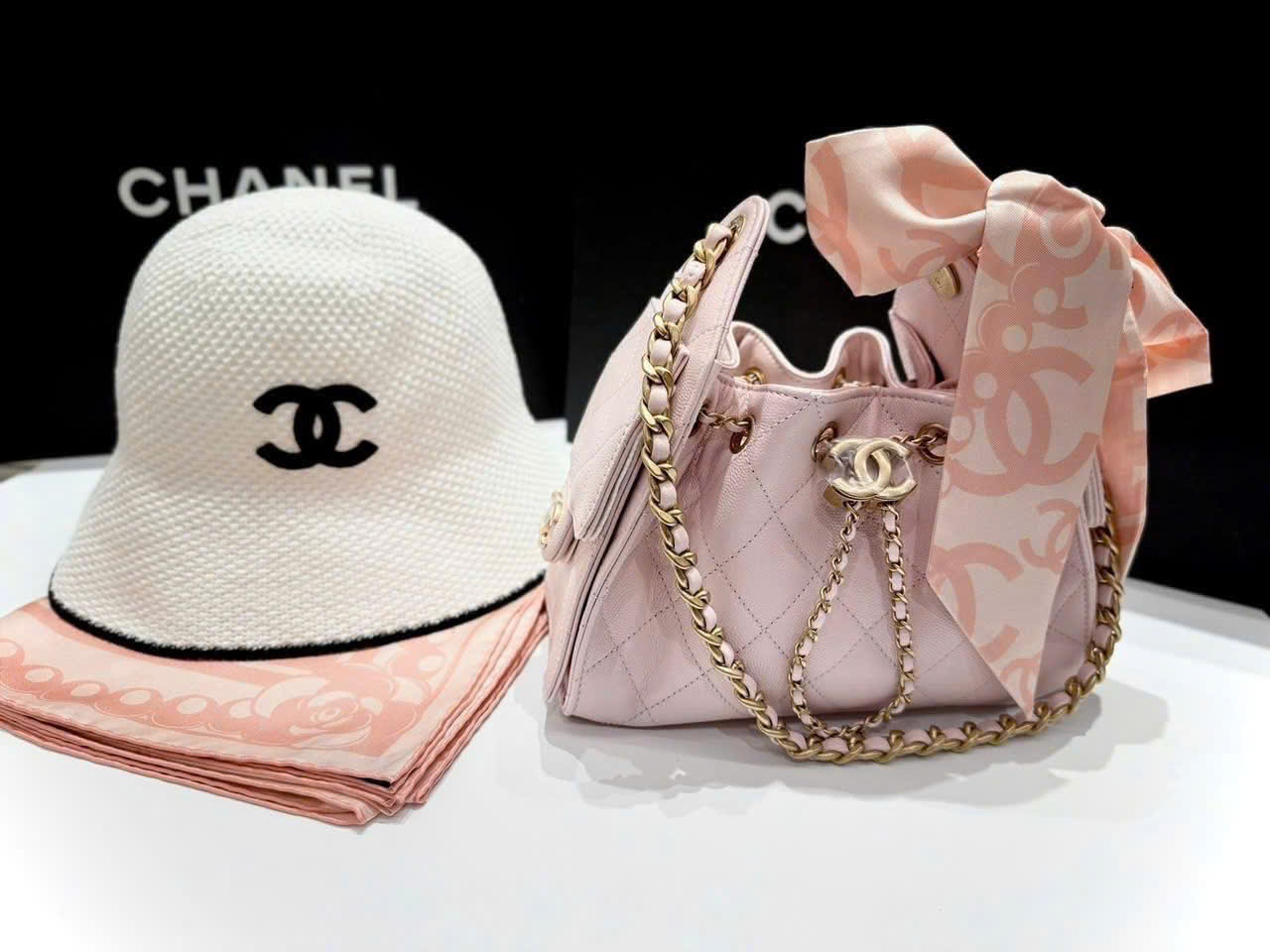 Boutique Edition Diamond Quilted Drawstring Bucket Bag 26cm - Blush Pink - Image 2