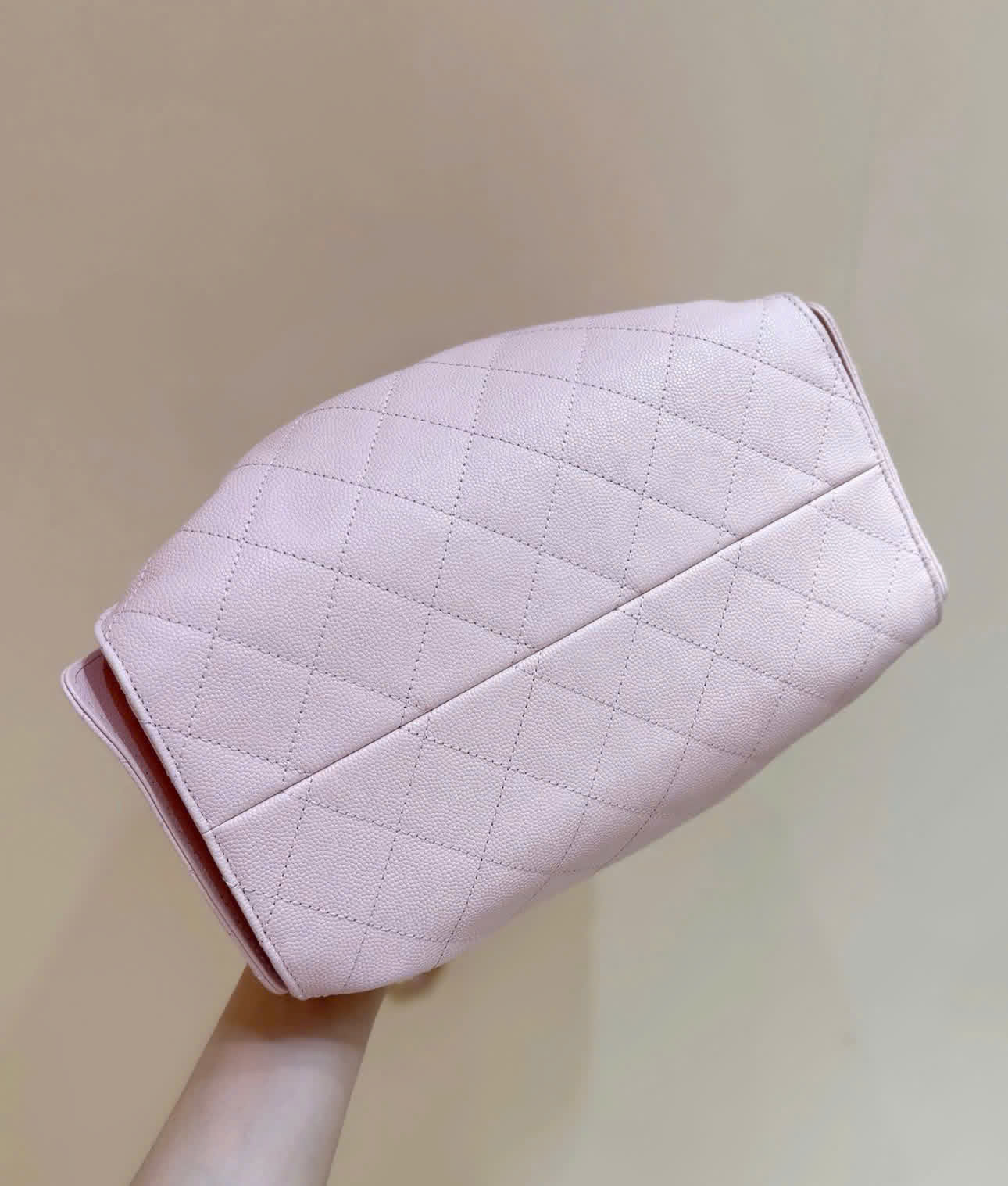 Boutique Edition Diamond Quilted Drawstring Bucket Bag 26cm - Blush Pink - Image 13