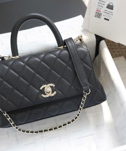 Diamond Quilted Top Handle Flap Bag - Size 23 (Premium Collection)