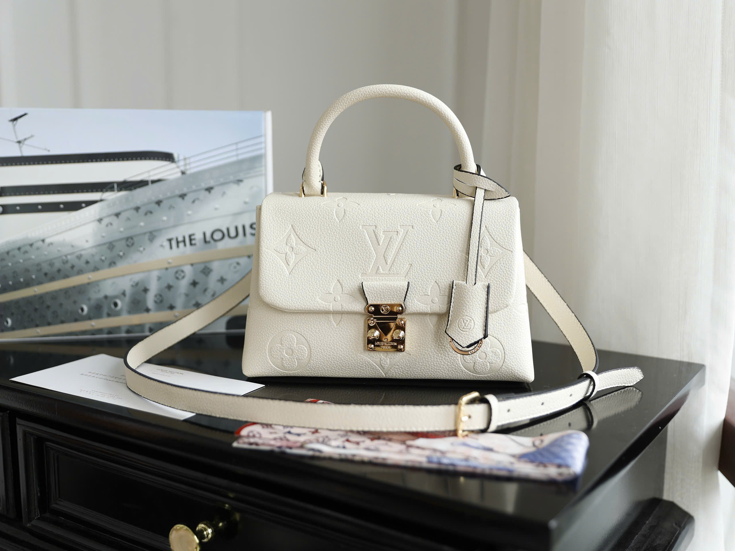 Monogram Embossed Top Handle Flap Bag - Size 24 (Premium Leather) - Image 13