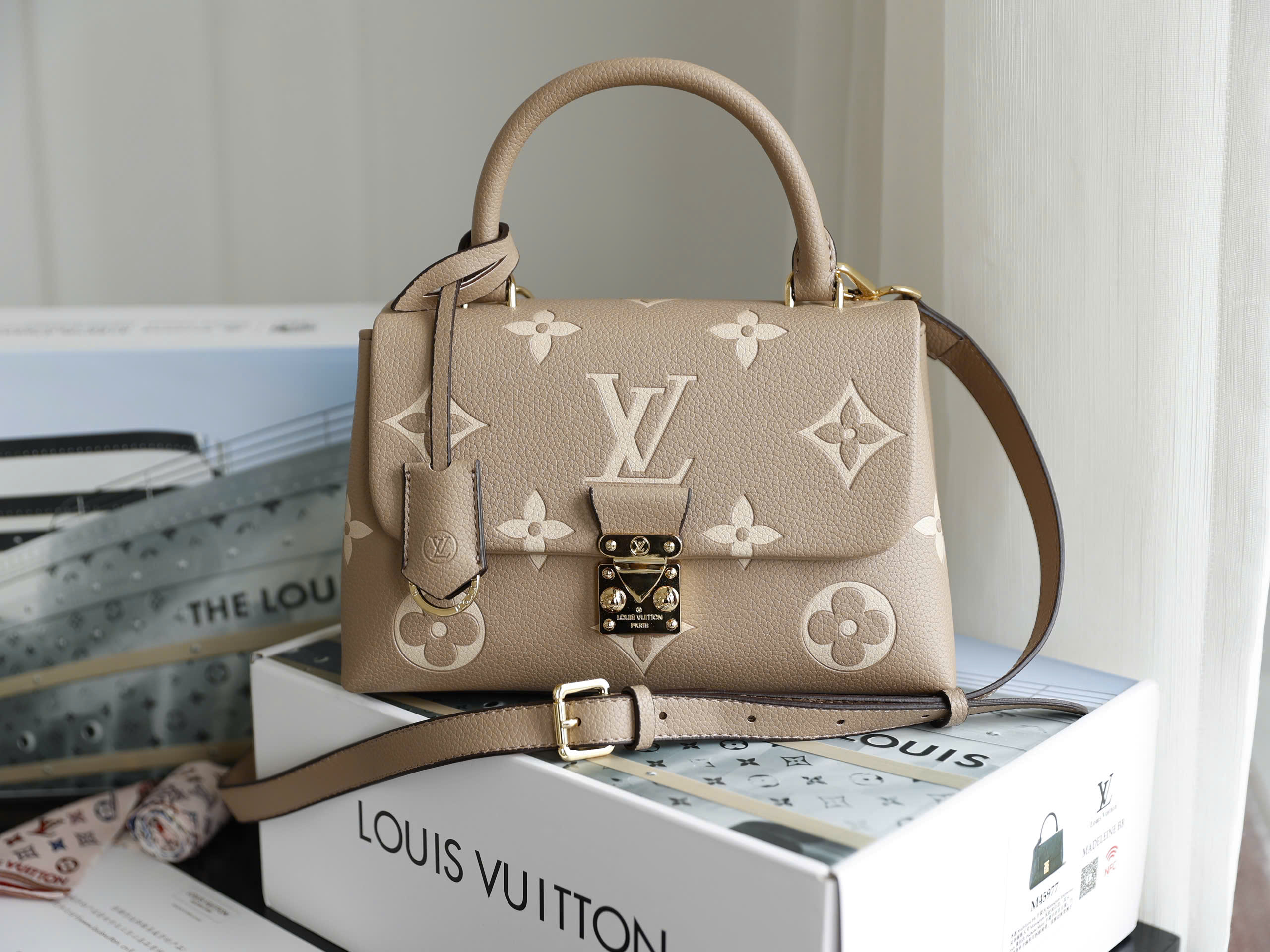Monogram Embossed Top Handle Flap Bag - Size 24 (Premium Leather) - Image 9
