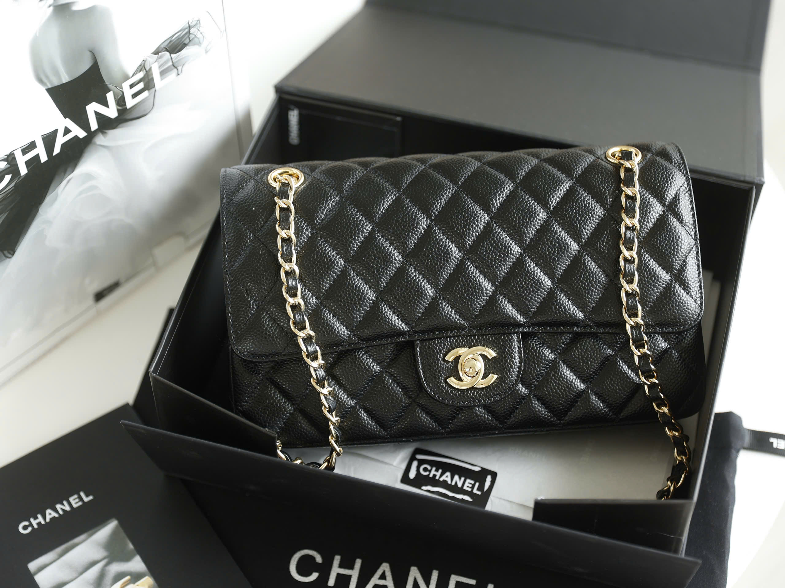 Timeless Diamond Quilted Double Flap Bag - Size 25 (Premium Caviar) - Image 2