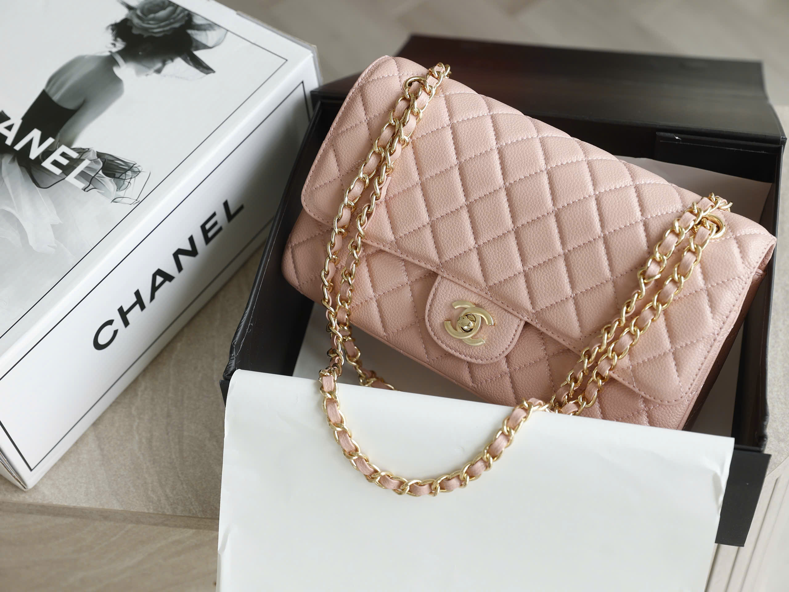 Timeless Diamond Quilted Double Flap Bag - Size 25 (Premium Caviar) - Image 6