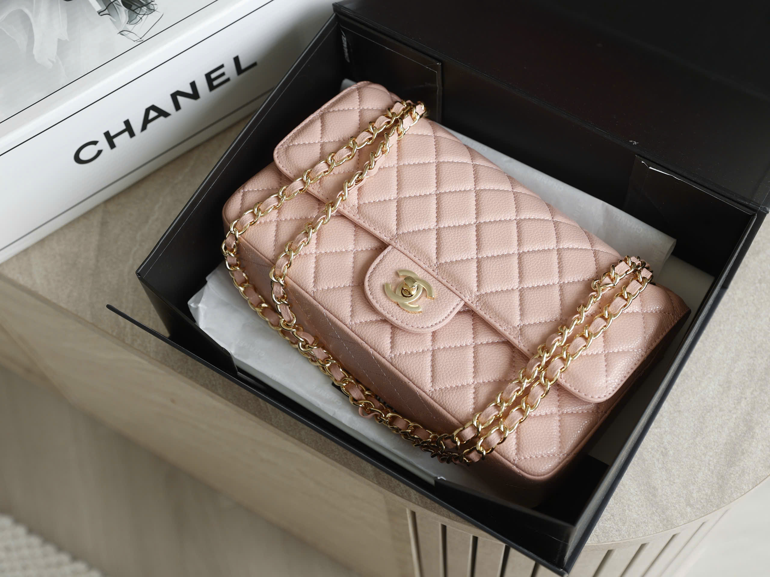 Timeless Diamond Quilted Double Flap Bag - Size 25 (Premium Caviar) - Image 8