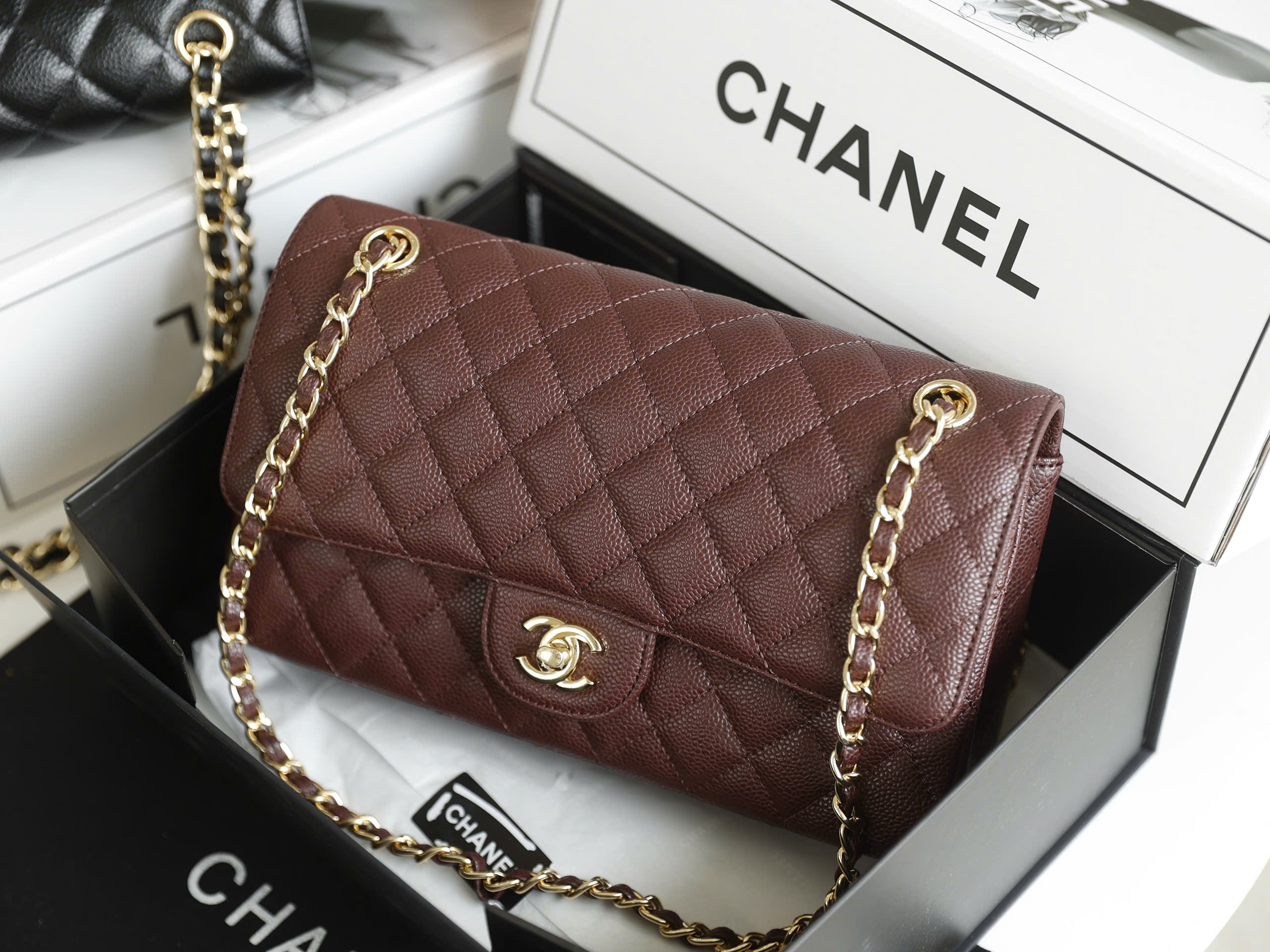 Timeless Diamond Quilted Double Flap Bag - Size 25 (Premium Caviar) - Image 15