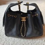 Diamond Quilted Caviar Drawstring Bucket Bag - Size 26 (Classic Black with 24K GHW) photo review