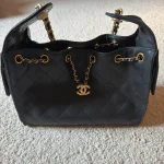 Diamond Quilted Caviar Drawstring Bucket Bag - Size 26 (Classic Black with 24K GHW) photo review