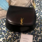 Curved Leather Flap Bag with Gold Monogram Hardware - Size 22 (Classic Black) photo review