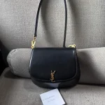 Curved Leather Flap Bag with Gold Monogram Hardware - Size 22 (Classic Black) photo review